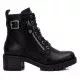 Botines tacón Refresh 078972 con hebilla, cremallera y cordones en negro