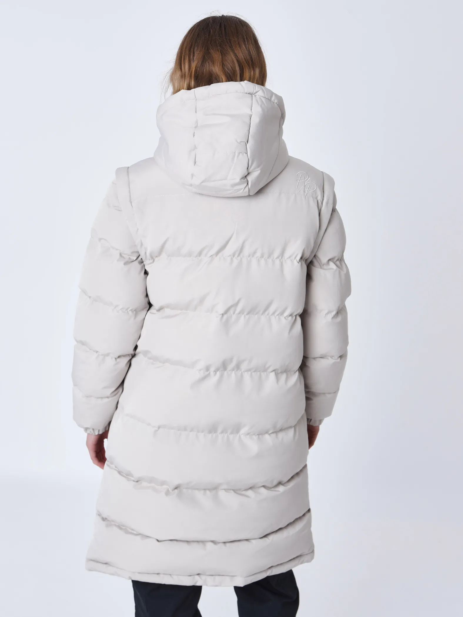 Chaqueta larga de plumón acolchado Mangas desmontables