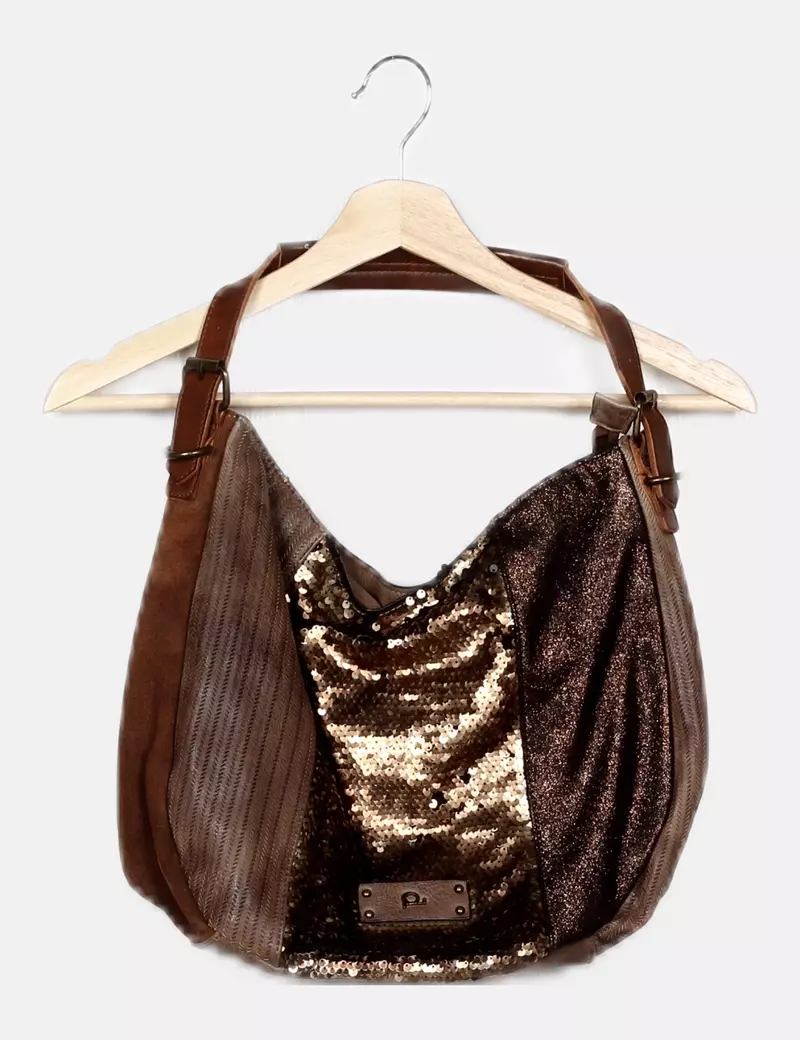 Dayaday Bolso shopper marrón glitter