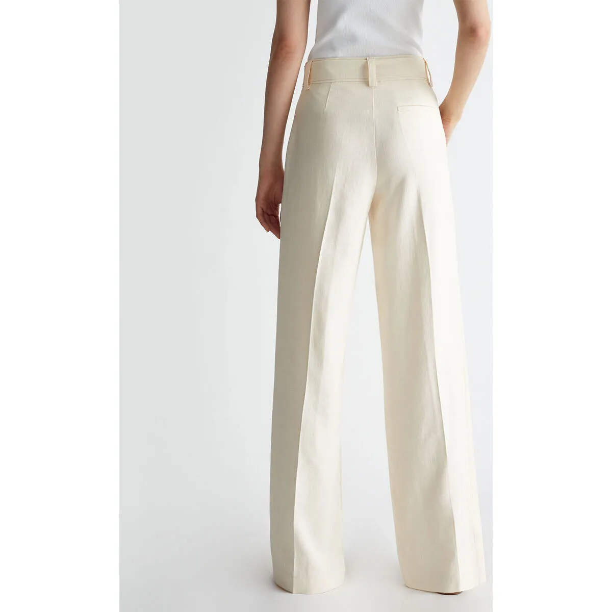 Pantalón palazzo color marfil